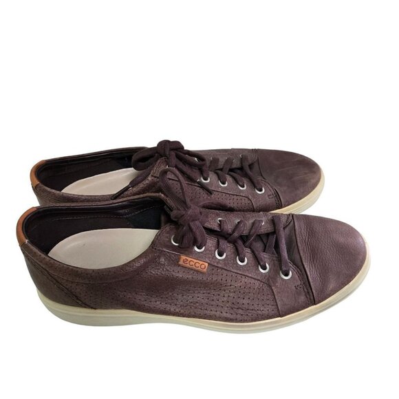 Ecco Brown Soft Leather Low Top Lace Up Sneakers Size 10 - Picture 1 of 8